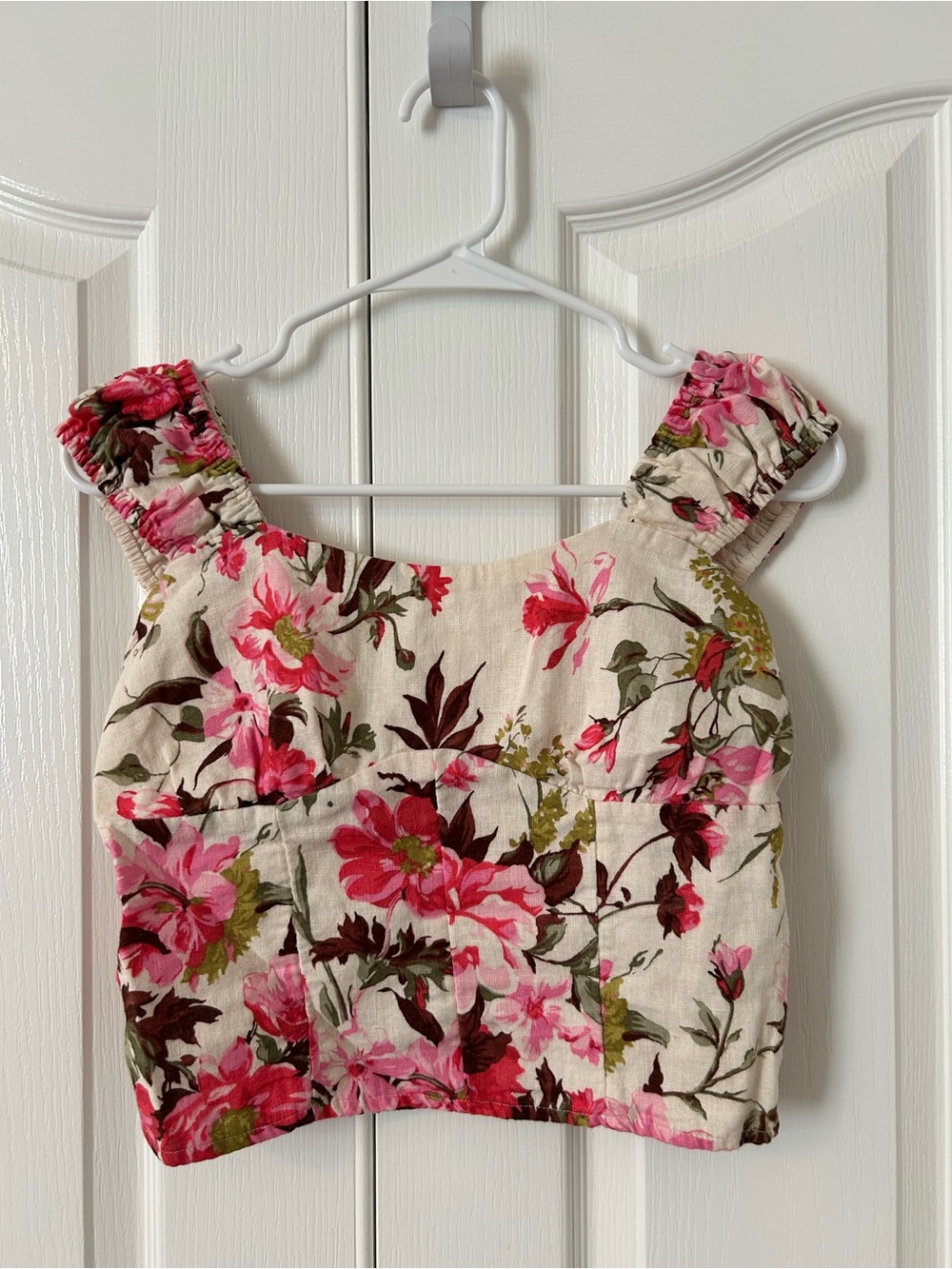 Floral Cropped Tank Top - Pink Floral